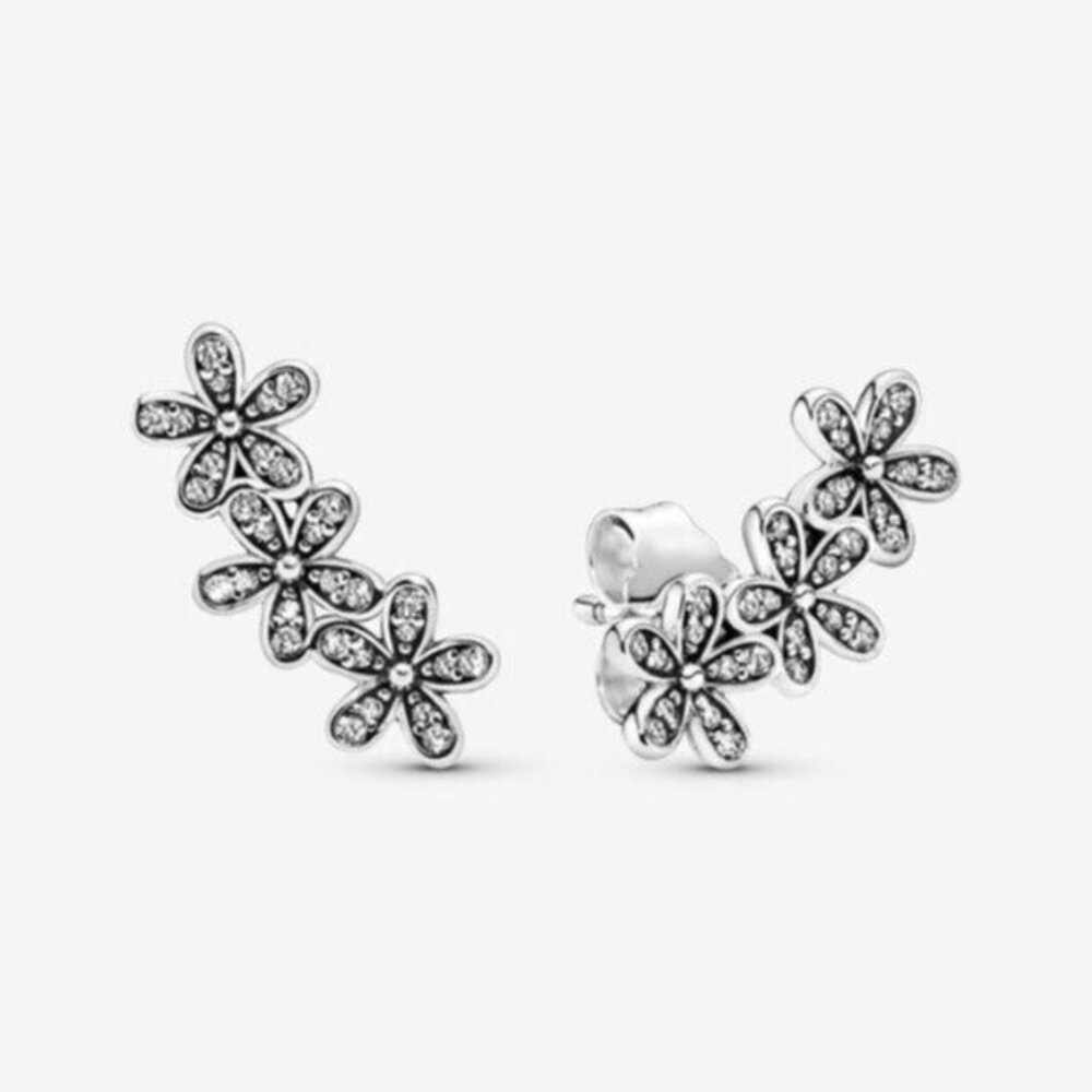 Pandora Silver Daisy Row Ear Crawler Earrings